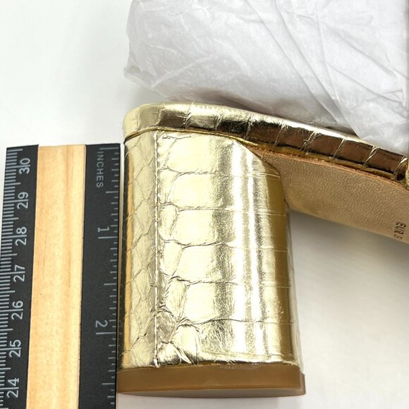 Via Spiga Womens Size 9.5 Roslyn Platino Gold Leather Dress Sandals Heels Shoes - Picture 12 of 12